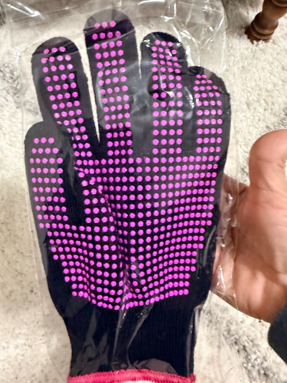 Black & Pink Grip Work Gloves - Unbranded